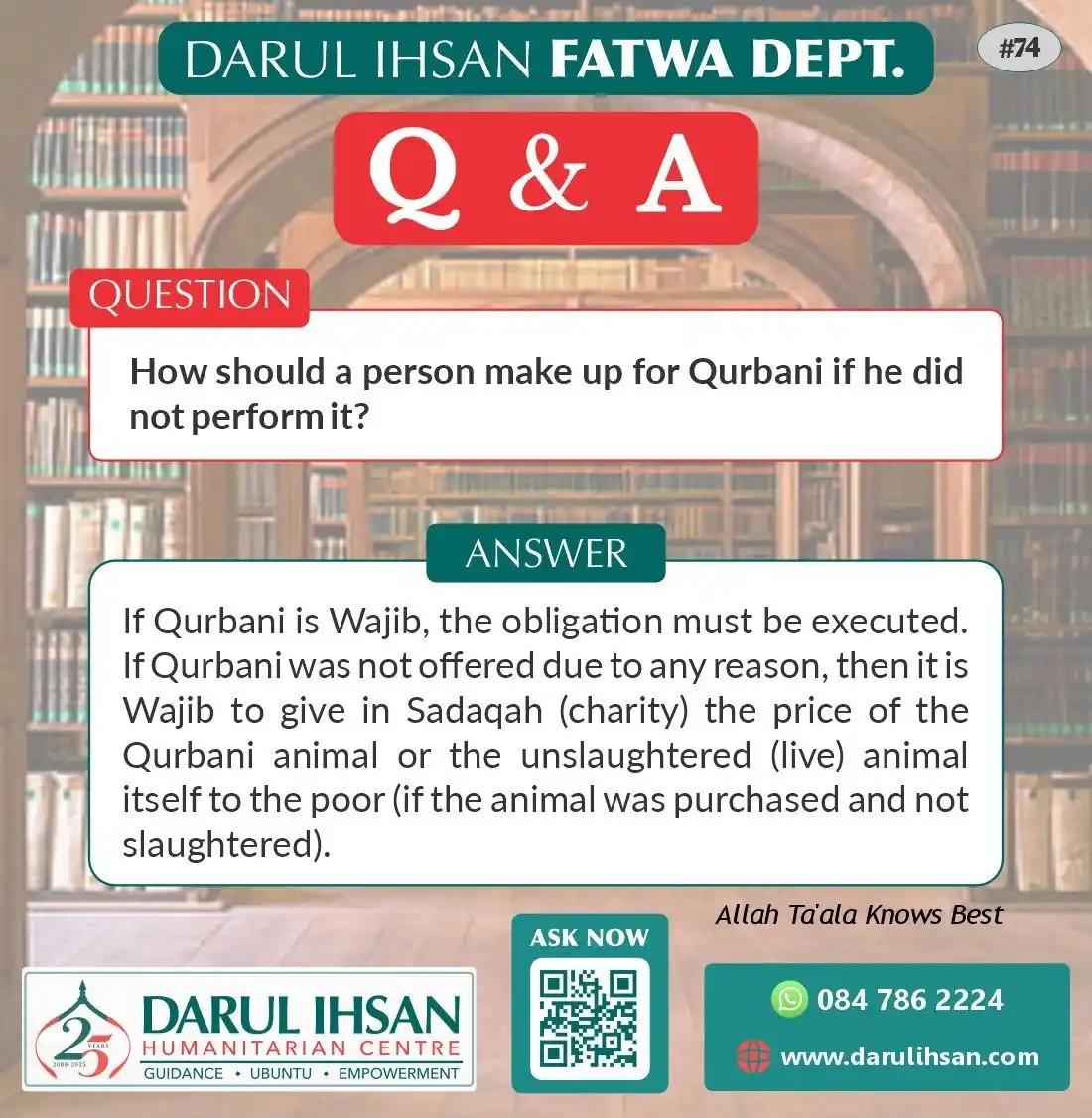Image from Darul Ihsan Humanitarian Centre: ✨ *Q AND A ✨* _By Darul Ihsan Fatwa Department_ *Q:* _How should a pe...