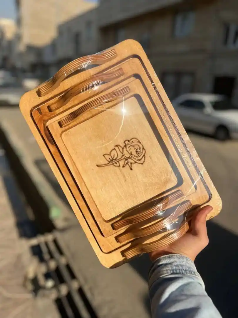 Image from بازار صالح آباد تهران: ‌❇️ سینی چوبی ترمه مستطیل سه عددی   🟡 پخش عمده آرگو شاپ (نمایندگی پخش...