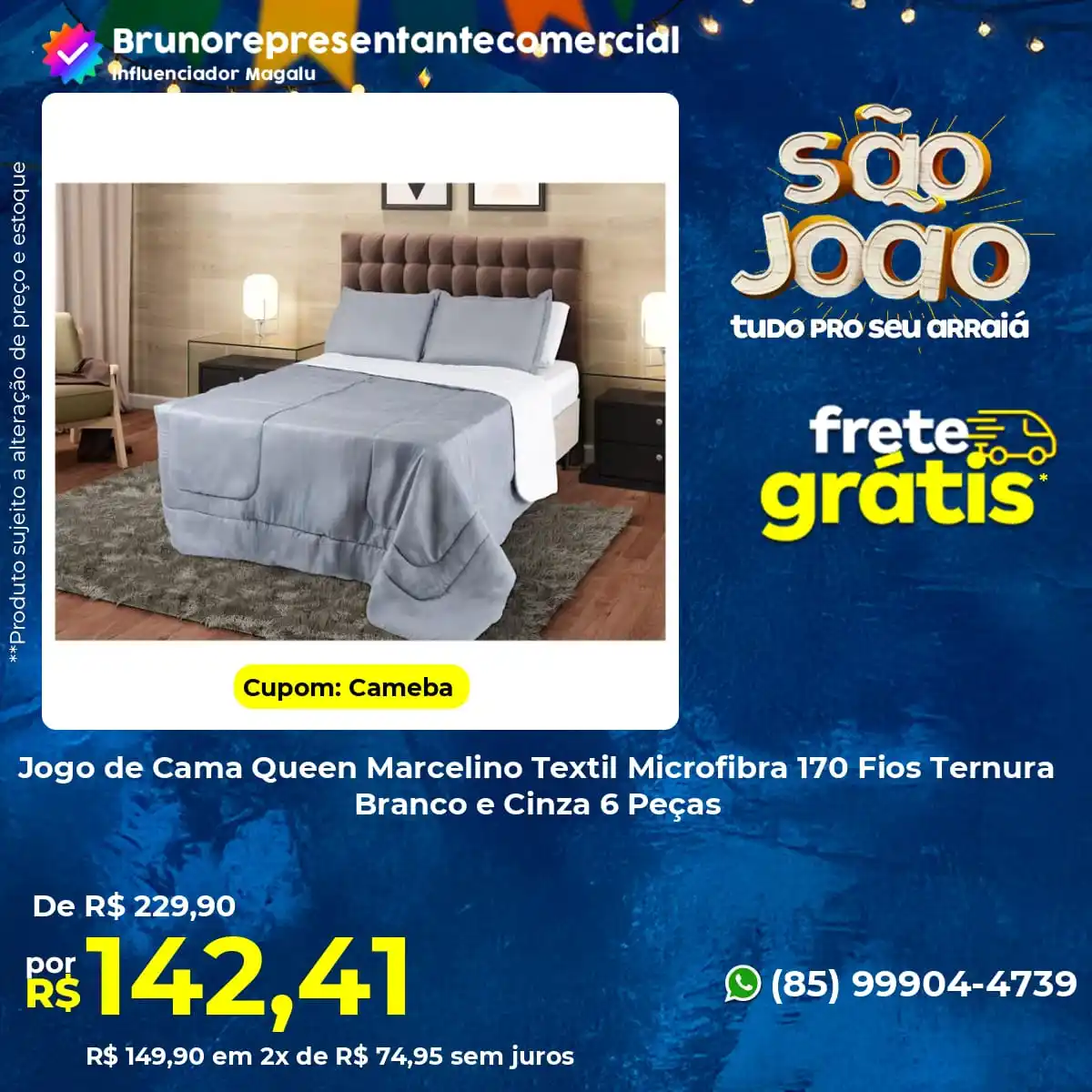 Image from BRUNO REPRESENTANTE COMERCIAL💻: 🔑 Aproveite o seu cupom de desconto! *Jogo de Cama Queen Marcelino Te...