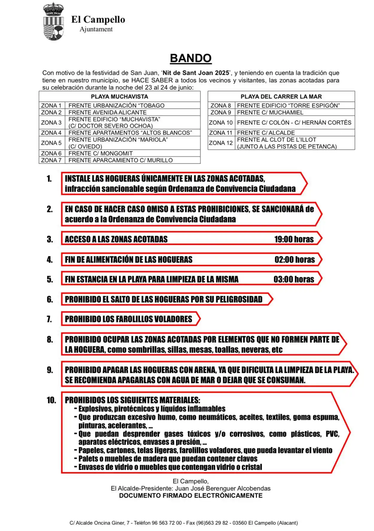 Image from Ayuntamiento de El Campello: 📢 BANDO – NIT DE SANT JOAN 2025 – EL CAMPELLO 🔥 Celebra la noche de...