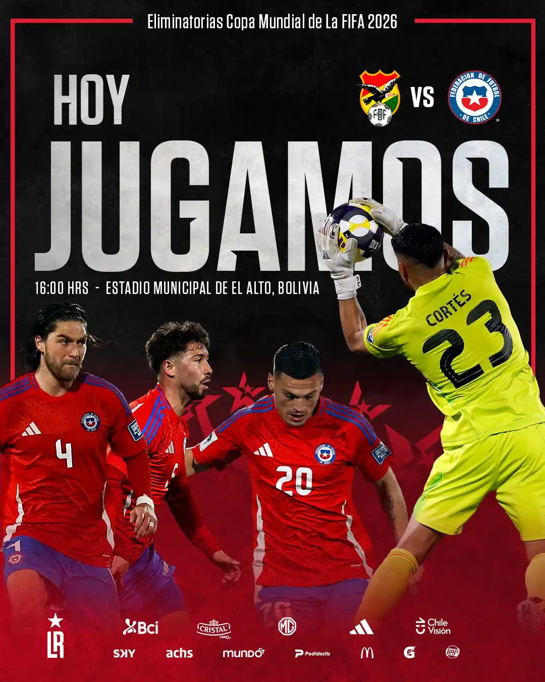 Image from 🇨🇱 La Roja | Selección Chilena : 🇧🇴🆚🇨🇱 🏆 Eliminatorias CONMEBOL - Fecha 16. 🗓️ Martes 10 de jun...