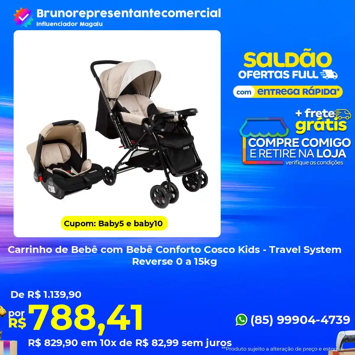 Image from BRUNO REPRESENTANTE COMERCIAL💻: 💸 Desconto exclusivo com o seu cupom! *Carrinho de Bebê com Bebê Conf...