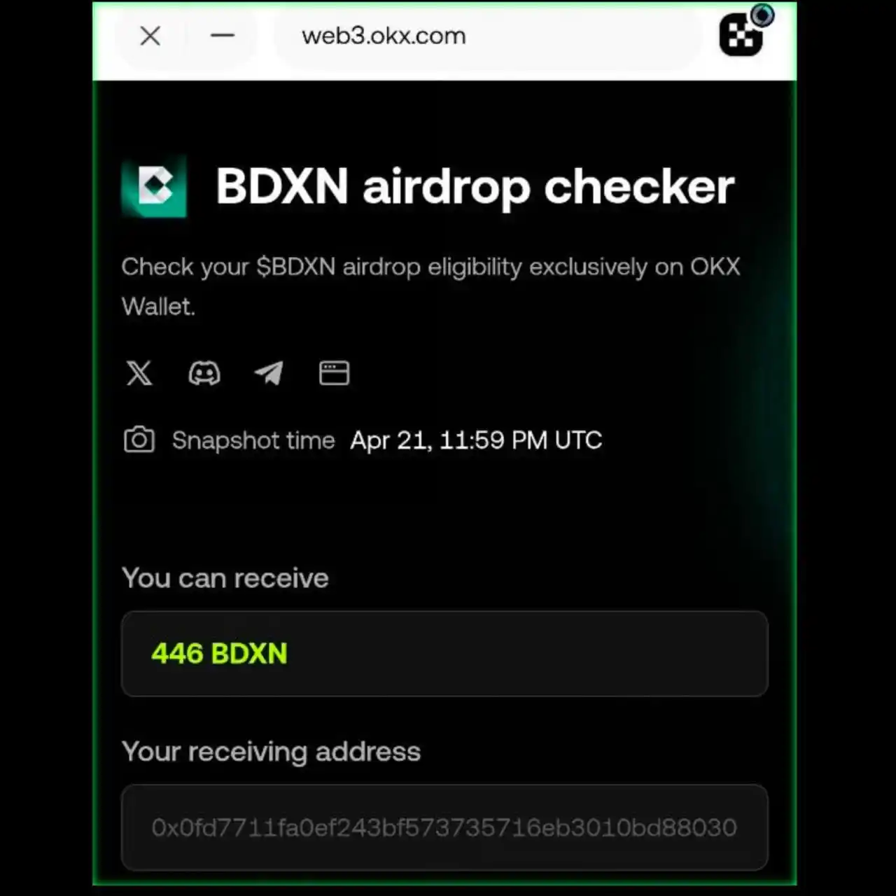 Image from Learn & Earn: $BDXN Airdrop Checker Live By OKX Wallet Link 👉 https://web3.okx.co...