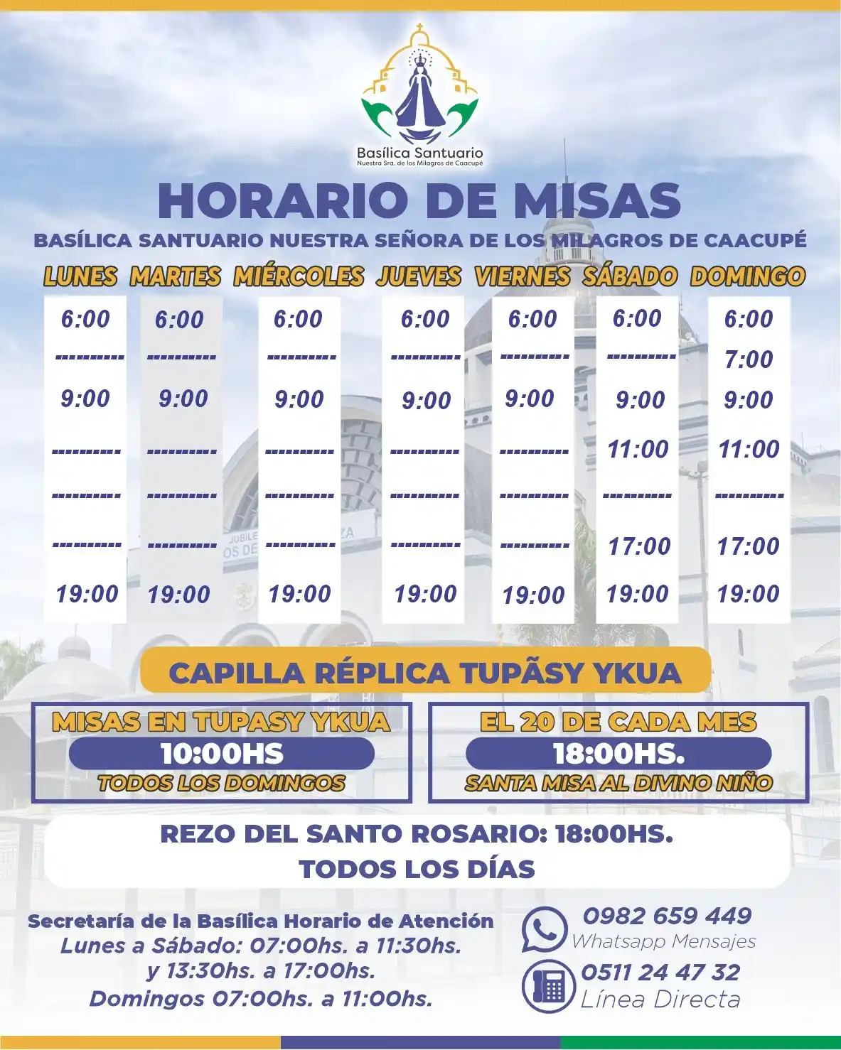 Image from Tupãsy Caacupé Tv: *Horarios de Misas⚜️* ----- *<a class="text-blue-500 hover:underline ...