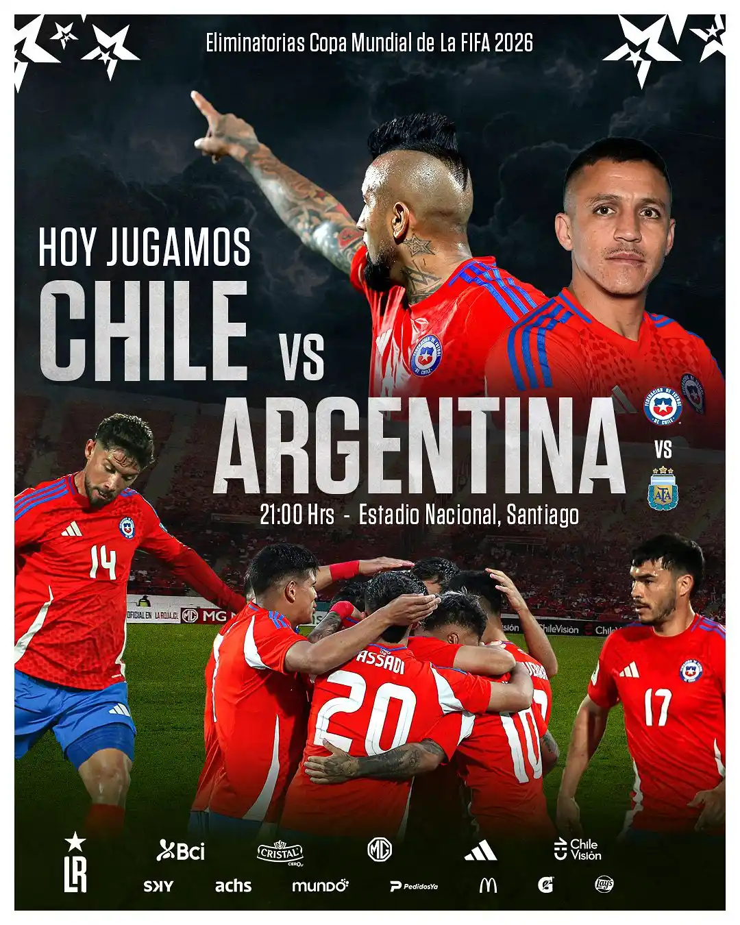 Image from 🇨🇱 La Roja | Selección Chilena : HOY JUEGA CHILE 🇨🇱🆚🇦🇷 <a class="text-blue-500 hover:underline cu...