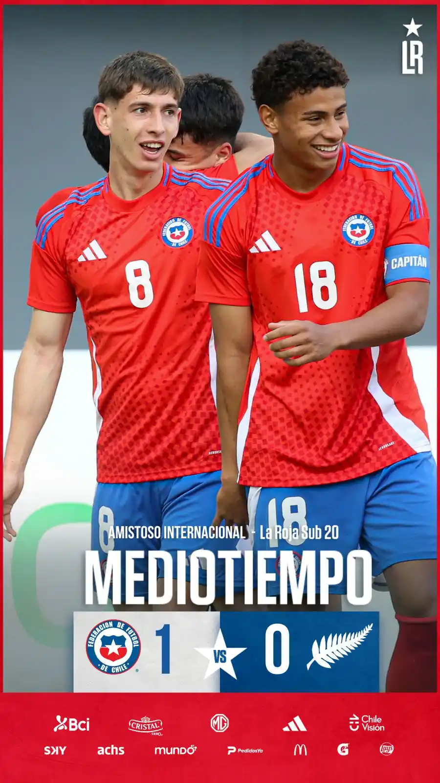 Image from 🇨🇱 La Roja | Selección Chilena : 🚨Nos vamos al descanso ⌛️ 🇨🇱1️⃣➖0️⃣🇳🇿 <a class="text-blue-500 h...