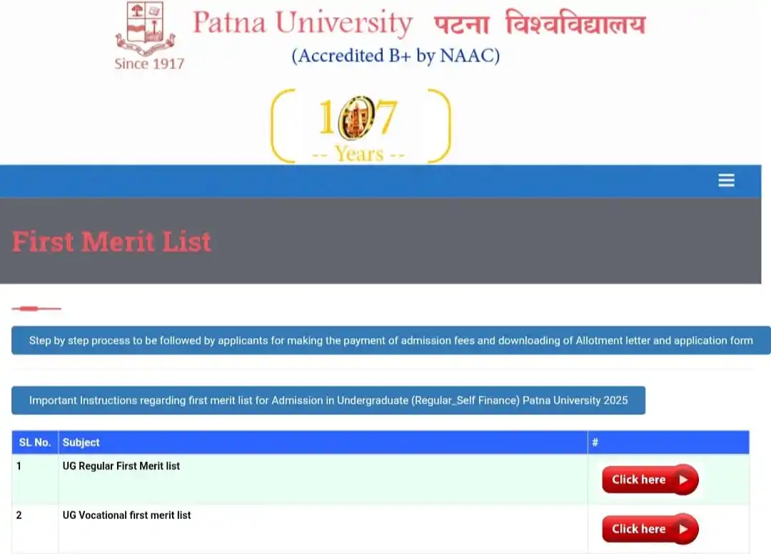 Image from ResultBharat.com | Official WhatsApp Channel: 🔥 Patna University UG Admission 1st Merit List 2025-29 – जारी! 🎓 <a ...
