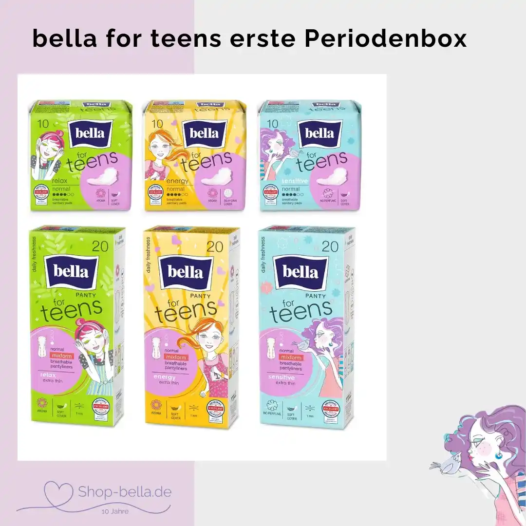 Image from Shop-bella: 💜 Die *bella for teens Erste Periodenbox* – alles drin für deine erst...