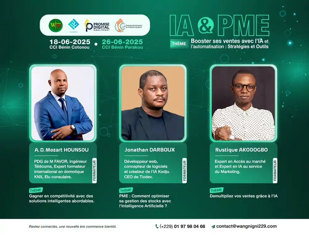 Image from Chambre de Commerce et d’Industrie du Bénin (CCI Bénin): *|Formation subventionnée sur l’Intelligence Artificielle pour les PME...