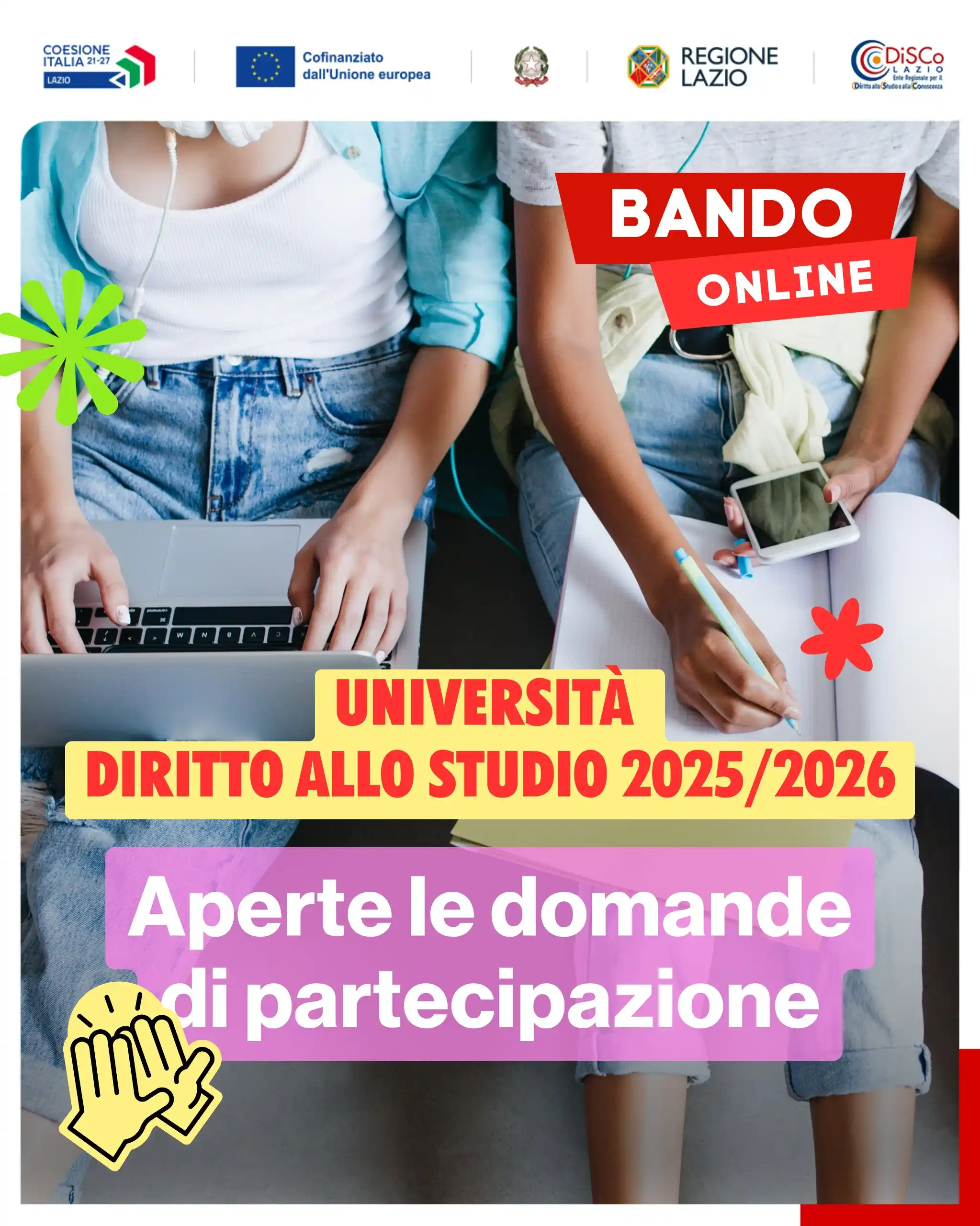 Image from Regione Lazio: _Inoltra e fai girare_ 📚 *Università, online il bando DiSCo Lazio 20...