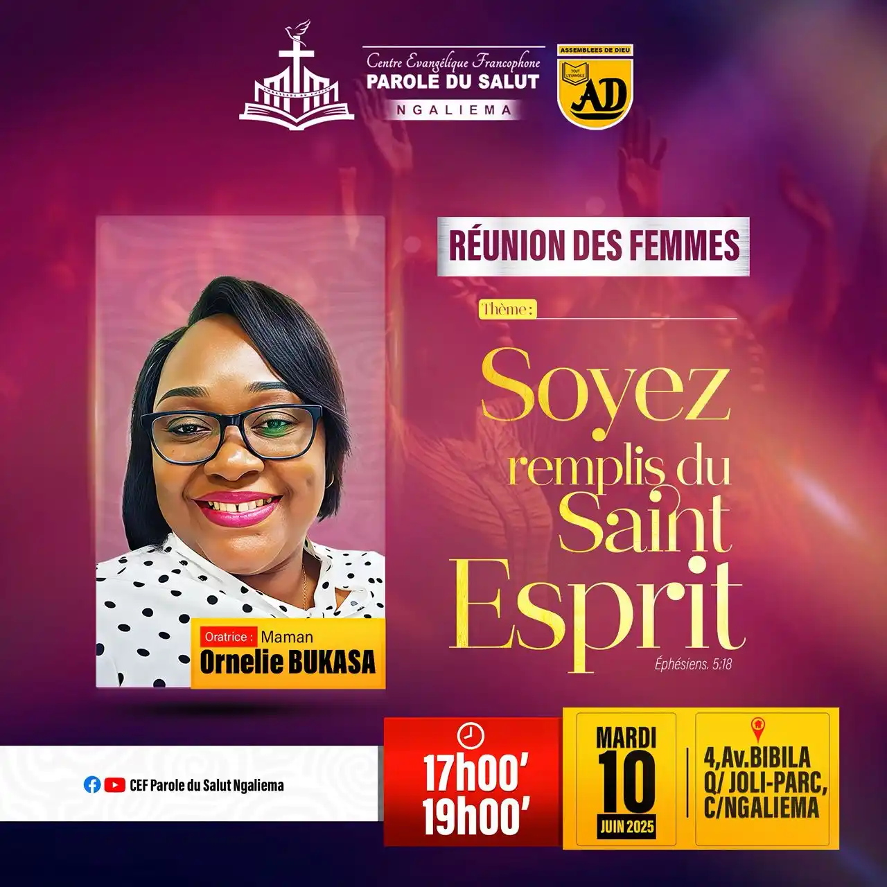 Image from PAROLE DU SALUT NGALIEMA: ✨ *INVITATION SPÉCIALE POUR LES FEMMES !* ✨ Nous vous invitons à notre...