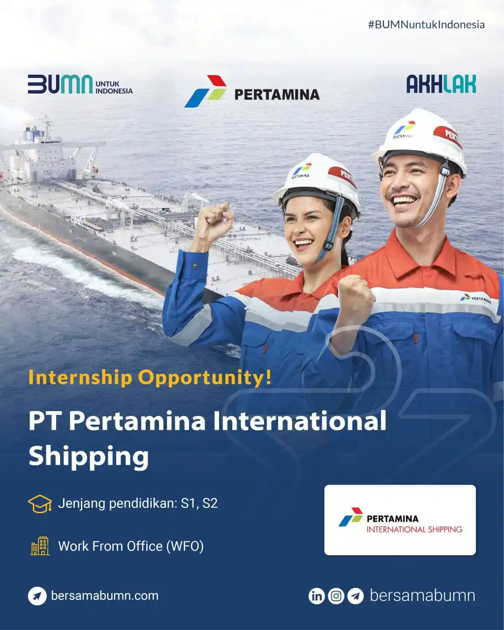 Image from Rekrutmen Bersama BUMN: Lowongan Magang BUMN PT Pertamina International Shipping • Final-year ...