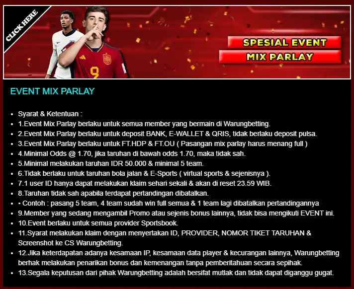 Image from WARUNGBETTING: Special Event Mixparlay ada perubahan ya bosku!!! Untuk Info Lebih Lan...