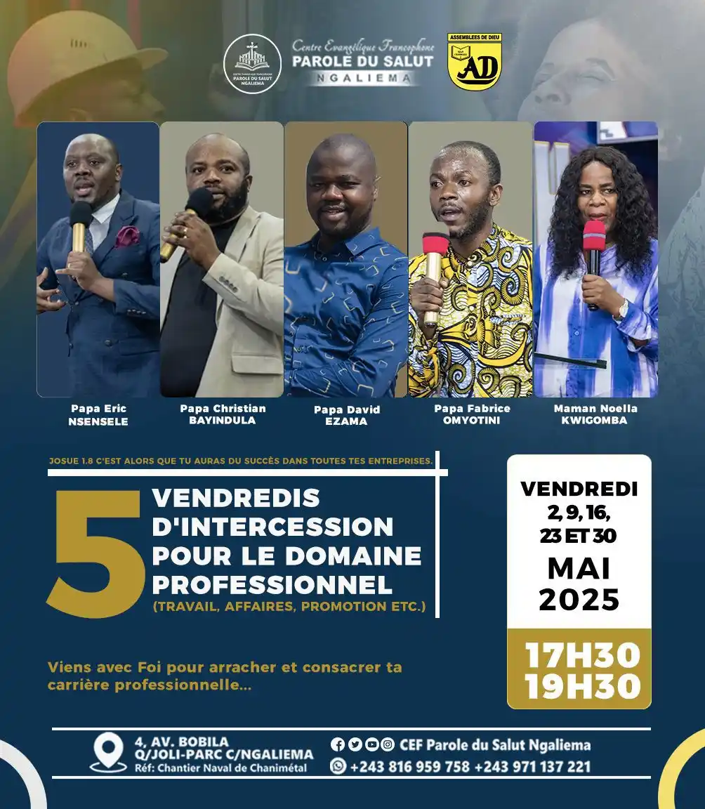 Image from PAROLE DU SALUT NGALIEMA: ✨*Vendredi d’Intercession – Domaine Professionnel*✨ Nous y sommes ! Ne...