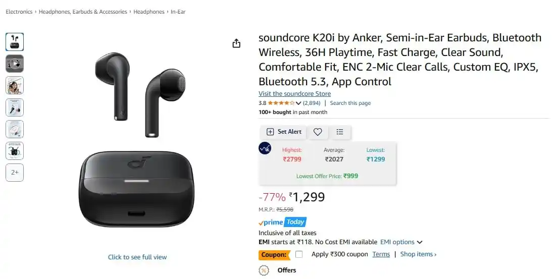 Image from DealsSpy Deals @ WhatsApp: *🎧 🔥 82% Off On soundcore by Anker Earbuds* soundcore K20i by Ank...