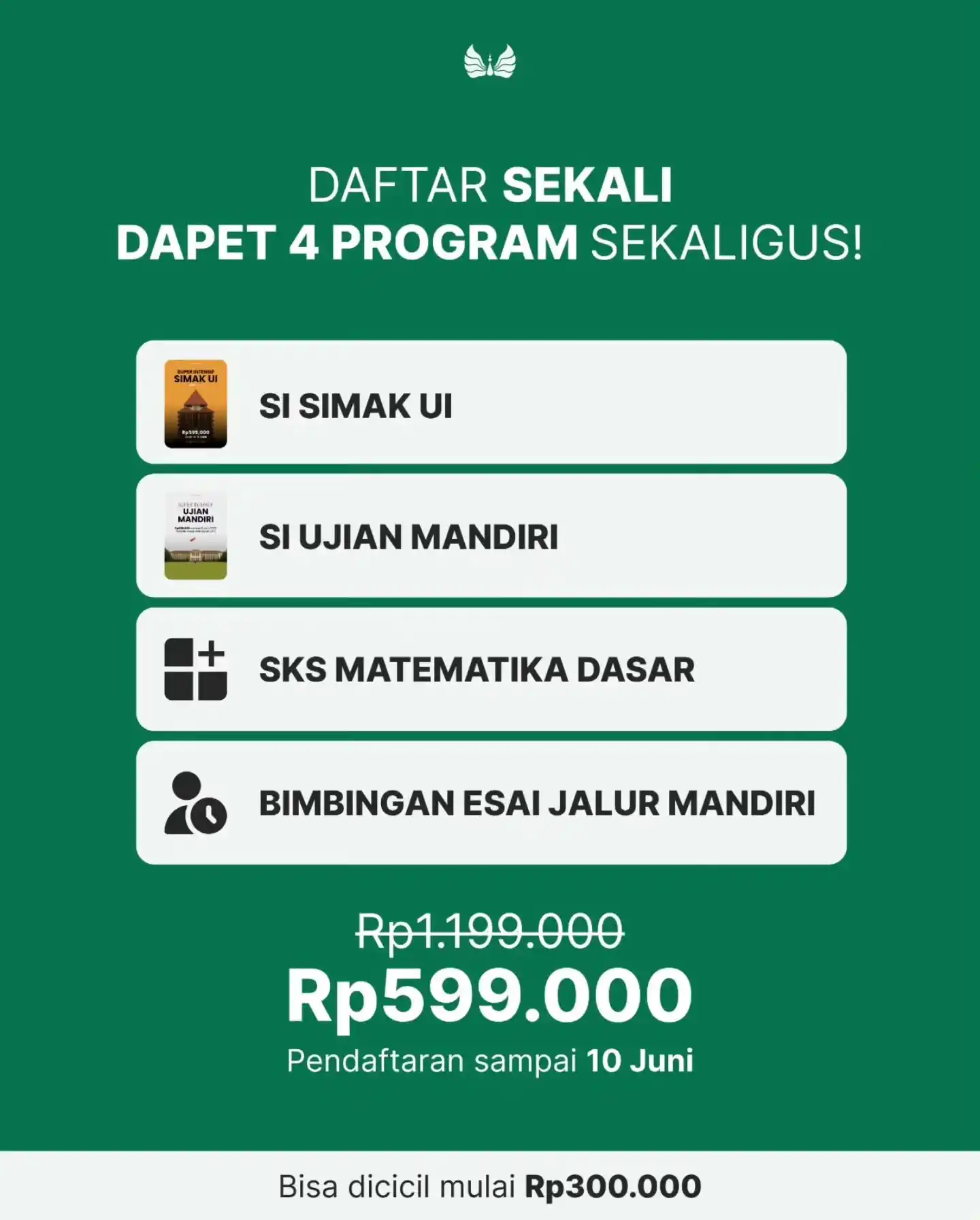 Image from Ambis Ujian MANDIRI [H-]🦋: Belajar 180+ Sesi Cuma Rp. *570.000*  Bimbingan dari mahasiswa berpres...