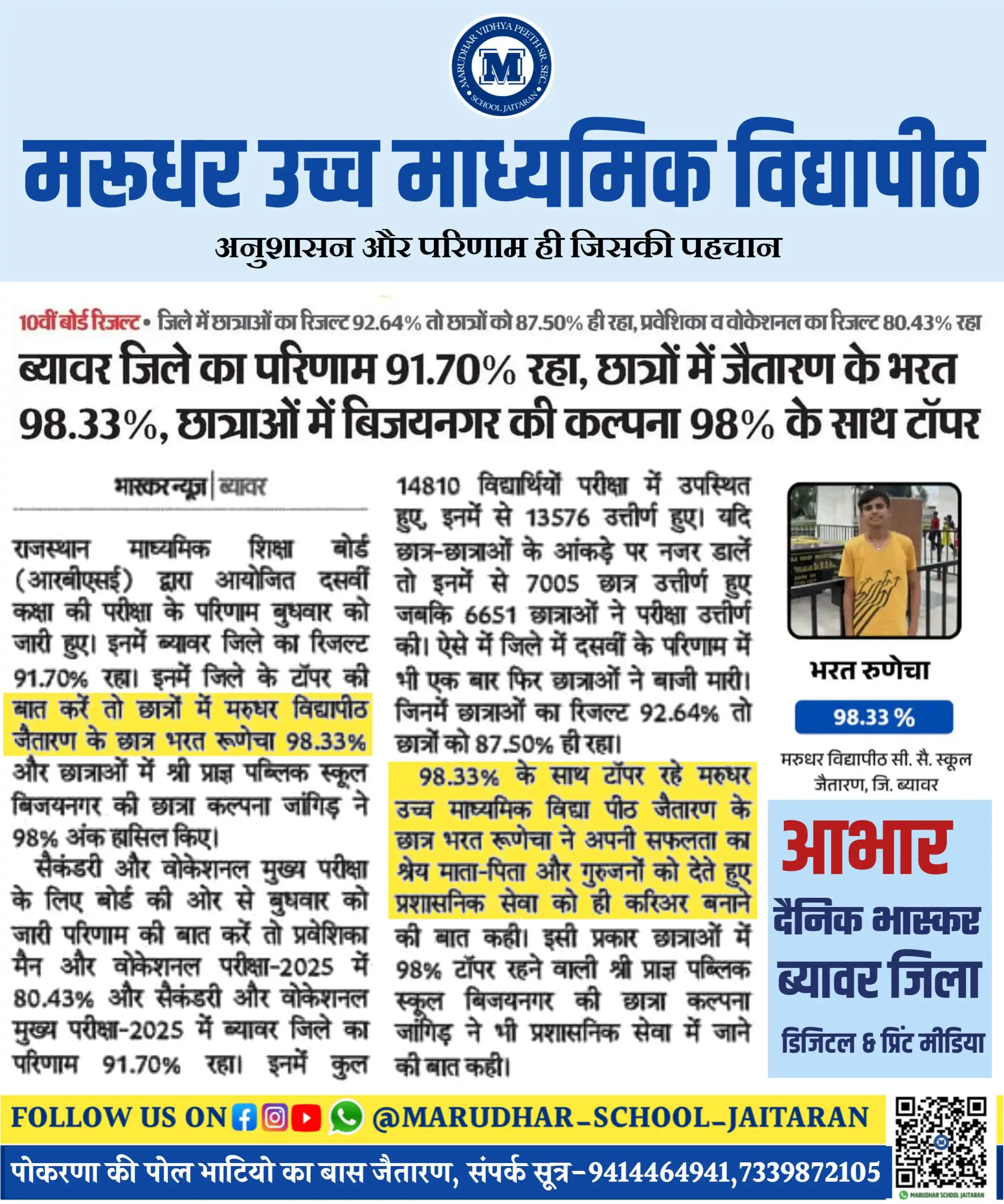 MARUDHAR SCHOOL JAITARAN post