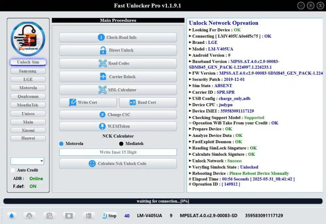 Image from Telmovil Plus News : FAST UNLOCKER PRO [V 1.1.9.1]  ✅ Direct UnLock LGE Devices  💥 LG-G710...