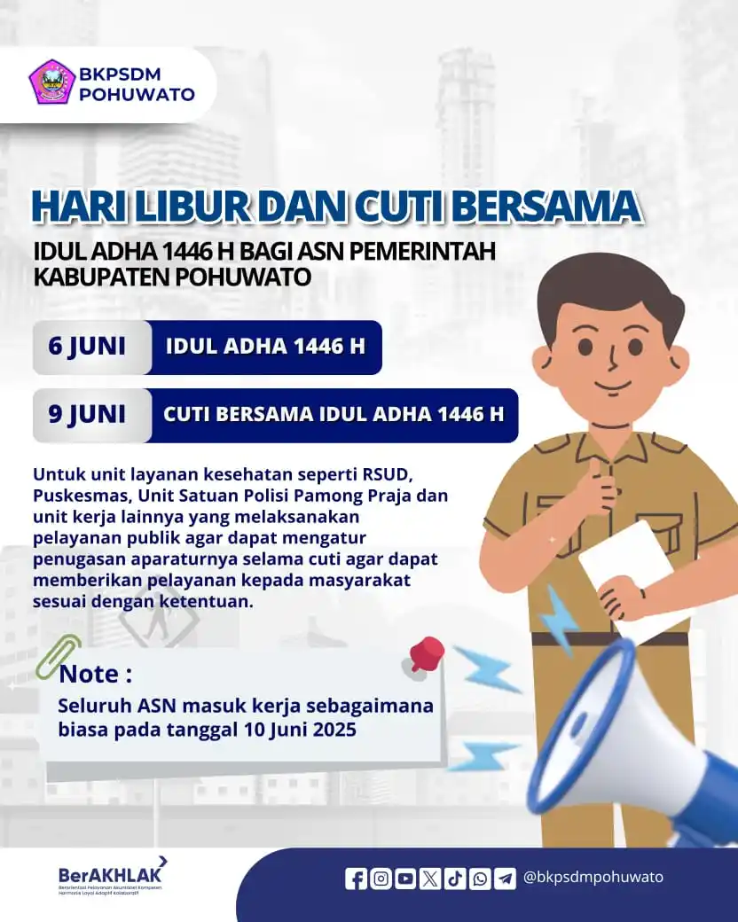 Image from BKPSDM Pohuwato: *Info Hari Libur dan Cuti Bersama Idul Adha 1446 H* bagi <a class="tex...