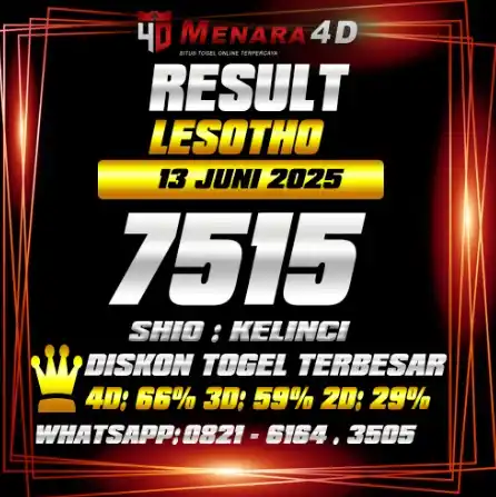 Image from PREDIKSI TOGEL MENARA4D: LESOTHO MENARA4D 13 JUNI 2025 RESULT 7515 SHIO : KELINCI BAGI YANG JP ...