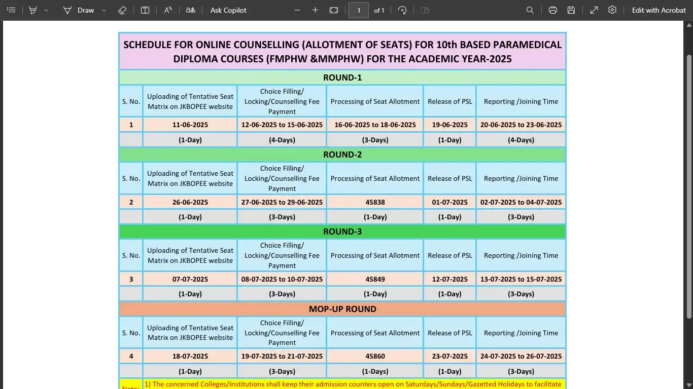 Image from Sajad Speaks: SCHEDULE FOR ONLINE COUNSELLING (ALLOTMENT OF SEATS) FOR 10th BASED PA...