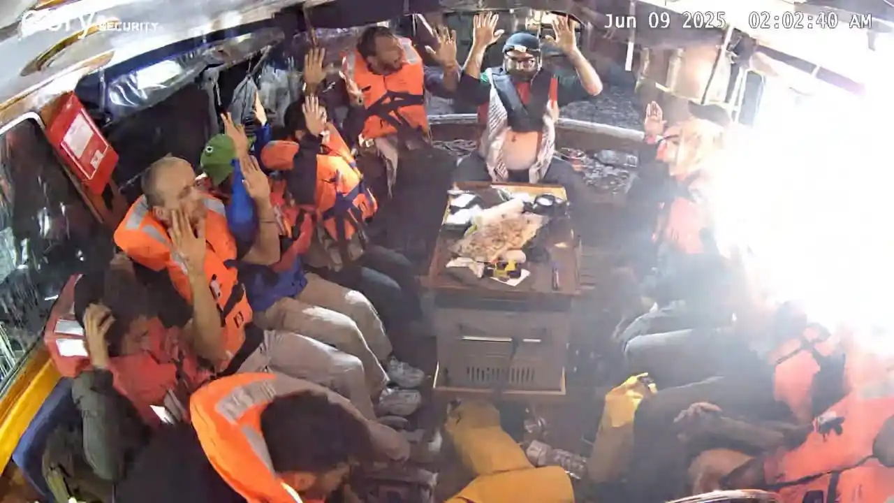 Image from IHH Humanitarian Relief Foundation: The occupying Israeli forces unlawfully attacked FFC’s ship Madleen, w...
