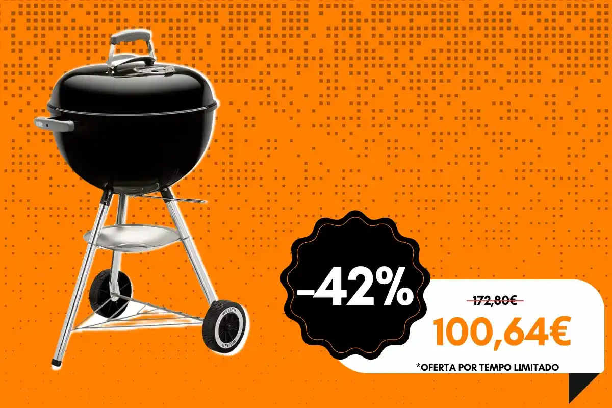 Image from 4gnews Promoções: 🔥 Weber Compact Kettle – Churrasqueira a Carvão com Tampa e Rodas (Ø ...