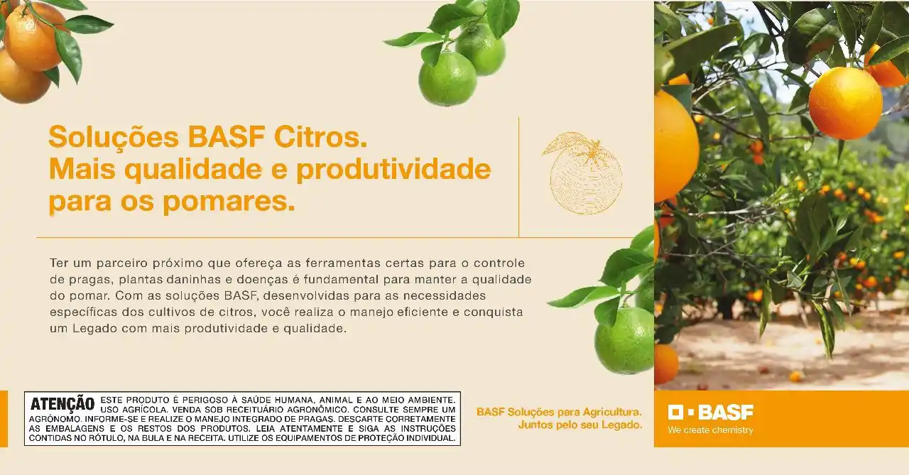 Image from HF Brasil: 🍊 *BASF na citricultura*: Inovação, proteção e produtividade! As melh...