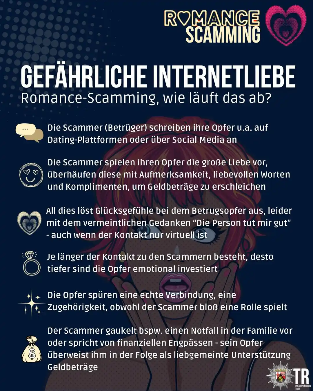 Image from Polizeipräsidium Trier: 🔵 Betrug: Internetliebe 💘 Letzte Woche haben wir kurz angeschnitten...