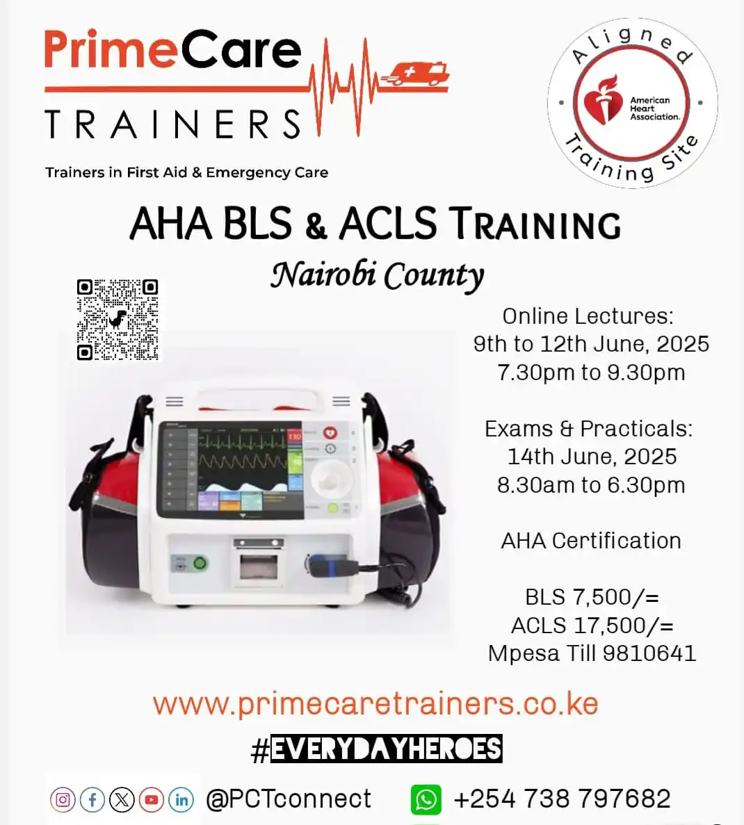 Image from Prime Care Trainers: *BLS & ACLS June Class* To Enroll: https://primecaretrainers.co.ke/ad...