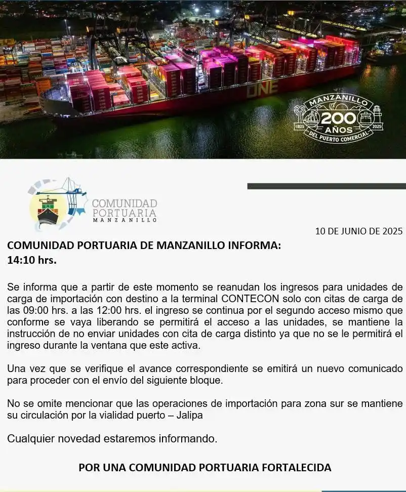 Image from Festivos Días Inhábiles, contingencia, Repadi Aduanas México con José Castañón: Boletín Informativo: Se reanudan ingresos para unidades de carga de im...
