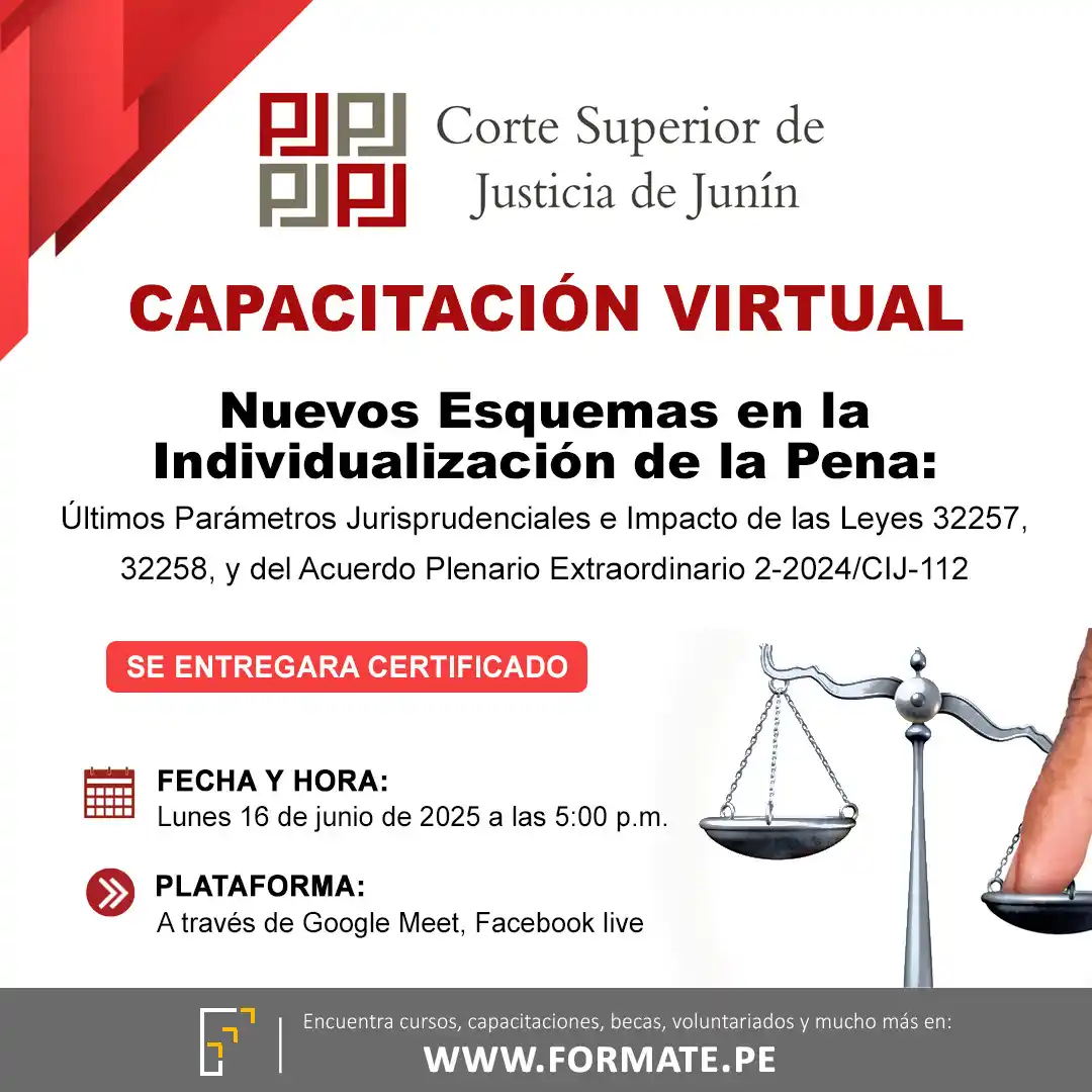 Image from Convocatorias Derecho: Empleos - Prácticas - Capacitaciones: 📢 Capacitación virtual "Nuevos Esquemas en la Individualización de la...