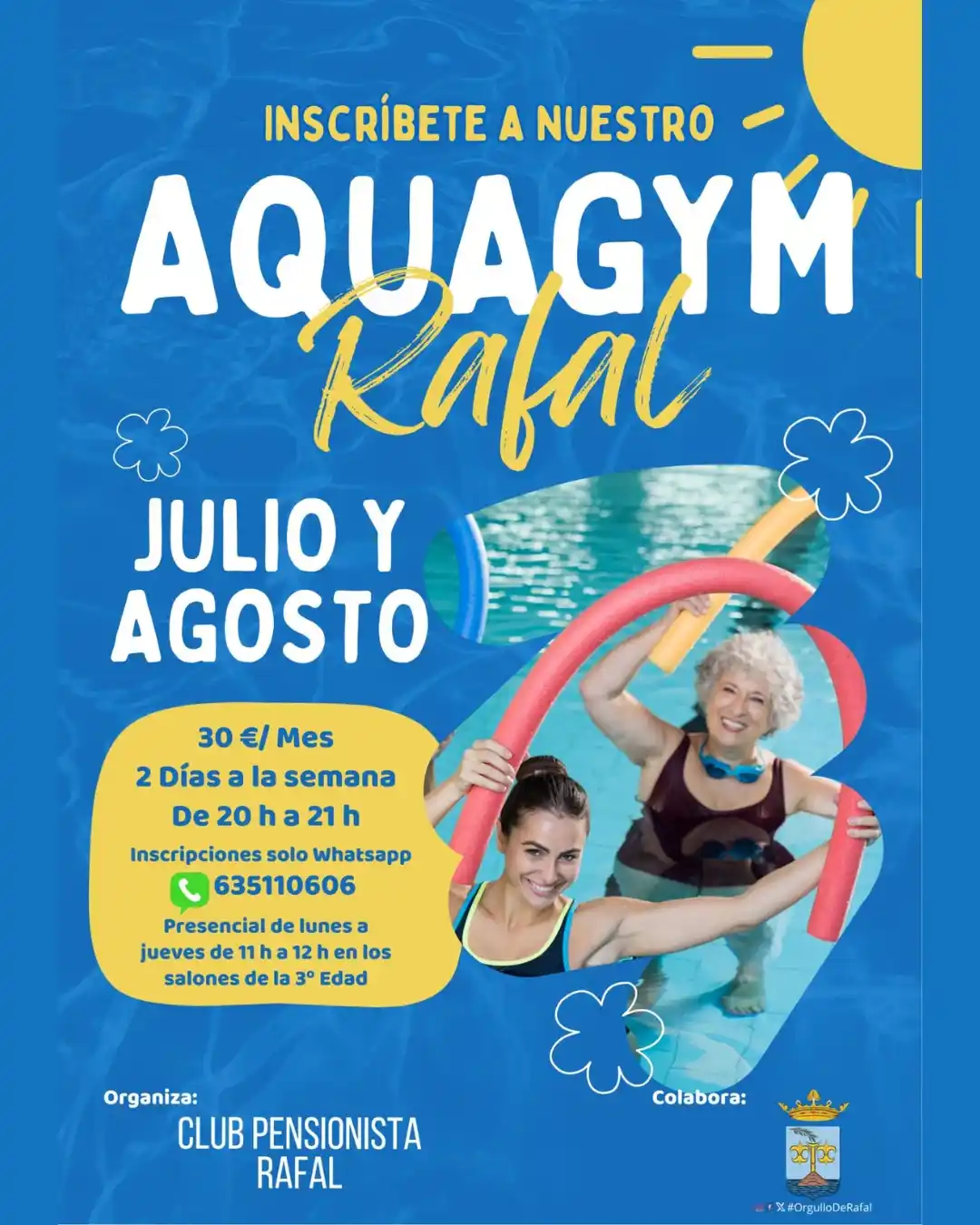 Image from Ayuntamiento de Rafal: 📌 Clases de aquagym durante los meses de julio y agosto en <a class="...