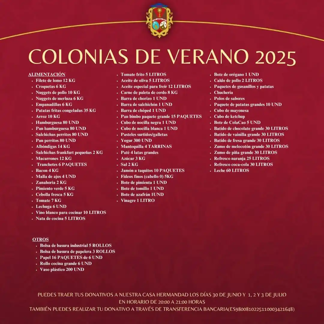 Image from Hermandad de Padre Pío: 🔴 *Colonias de Verano 2025*  ¡Necesitamos tu ayuda! Buscamos padrinos...