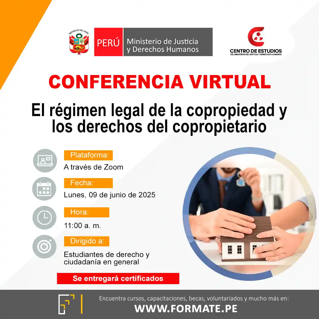 Image from Convocatorias Derecho: Empleos - Prácticas - Capacitaciones: 📢 ¡Conferencia virtual gratuita! Organizada por el Ministerio de just...