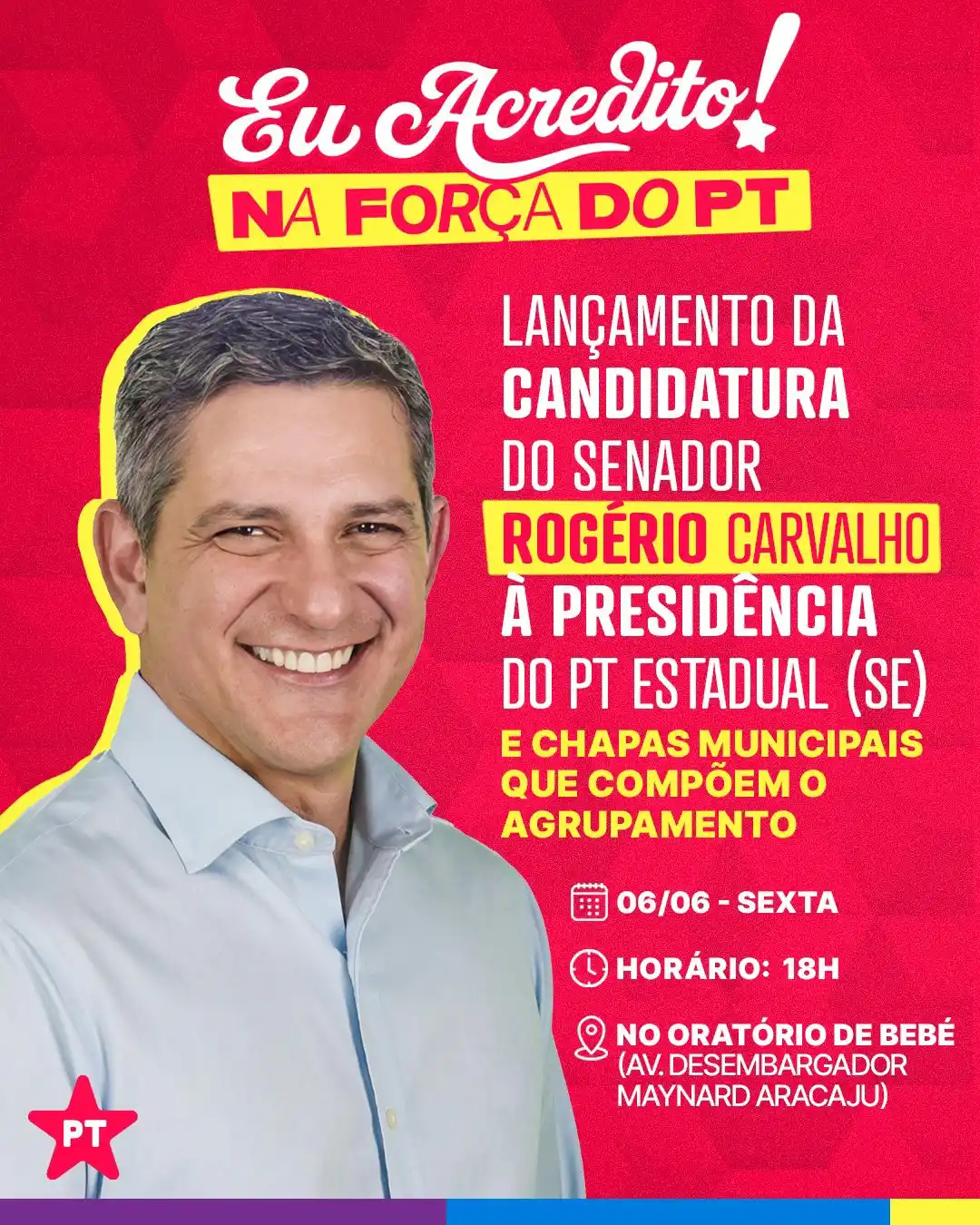 Image from Central Time Rogério: *CONVITE À IMPRENSA* O senador Rogério Carvalho convida os profission...
