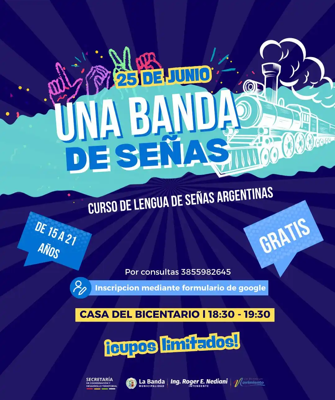 Image from Municipalidad de La Banda : 🙋🏼♀️CURSO DE LENGUA DE SEÑAS ARGENTINAS 🇦🇷🫶🏻 📌”Una Banda de S...