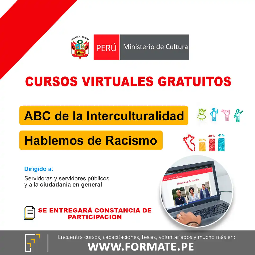 Image from Convocatorias Derecho: Empleos - Prácticas - Capacitaciones: 📢 ¡Curso virtuales gratuitos! Organizada por el Ministerio de cultura...