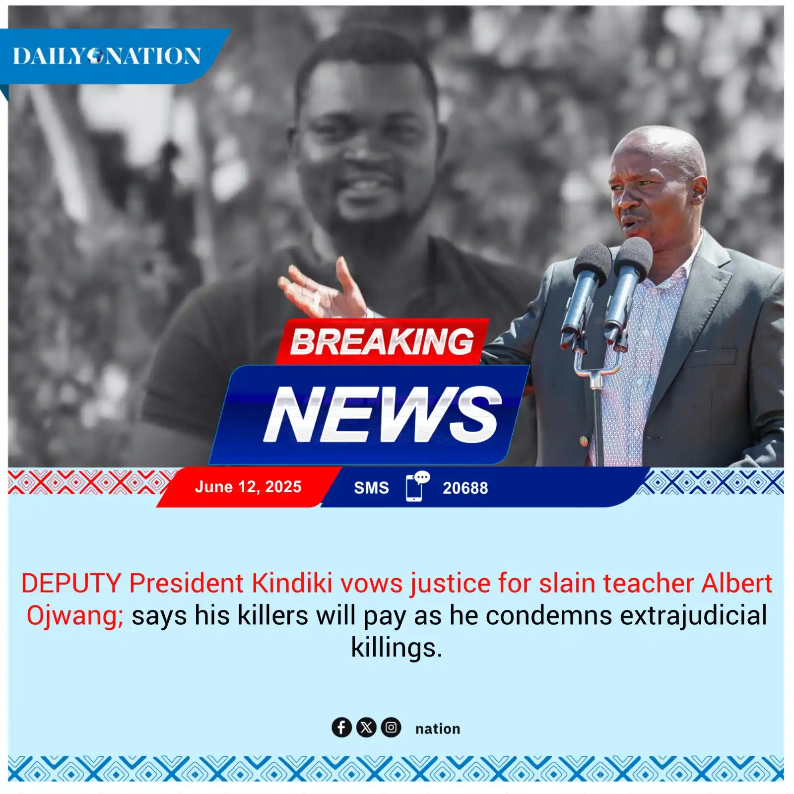 Image from Nation.Africa: DEPUTY President Kindiki vows justice for slain teacher Albert Ojwang;...