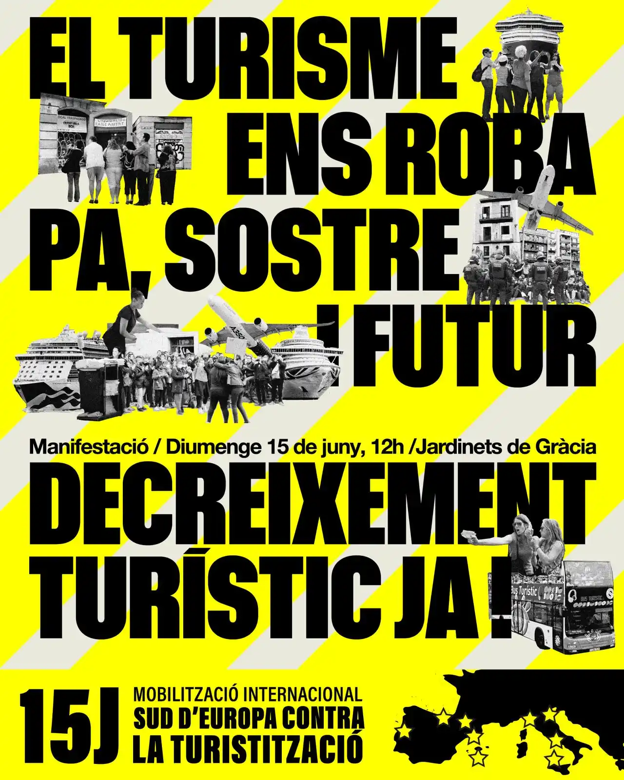 Image from FAVB Federació d'Associacions Veïnals de Barcelona: *Diumenge ens trobareu a la manifestació pel decreixement turístic* ✊ ...