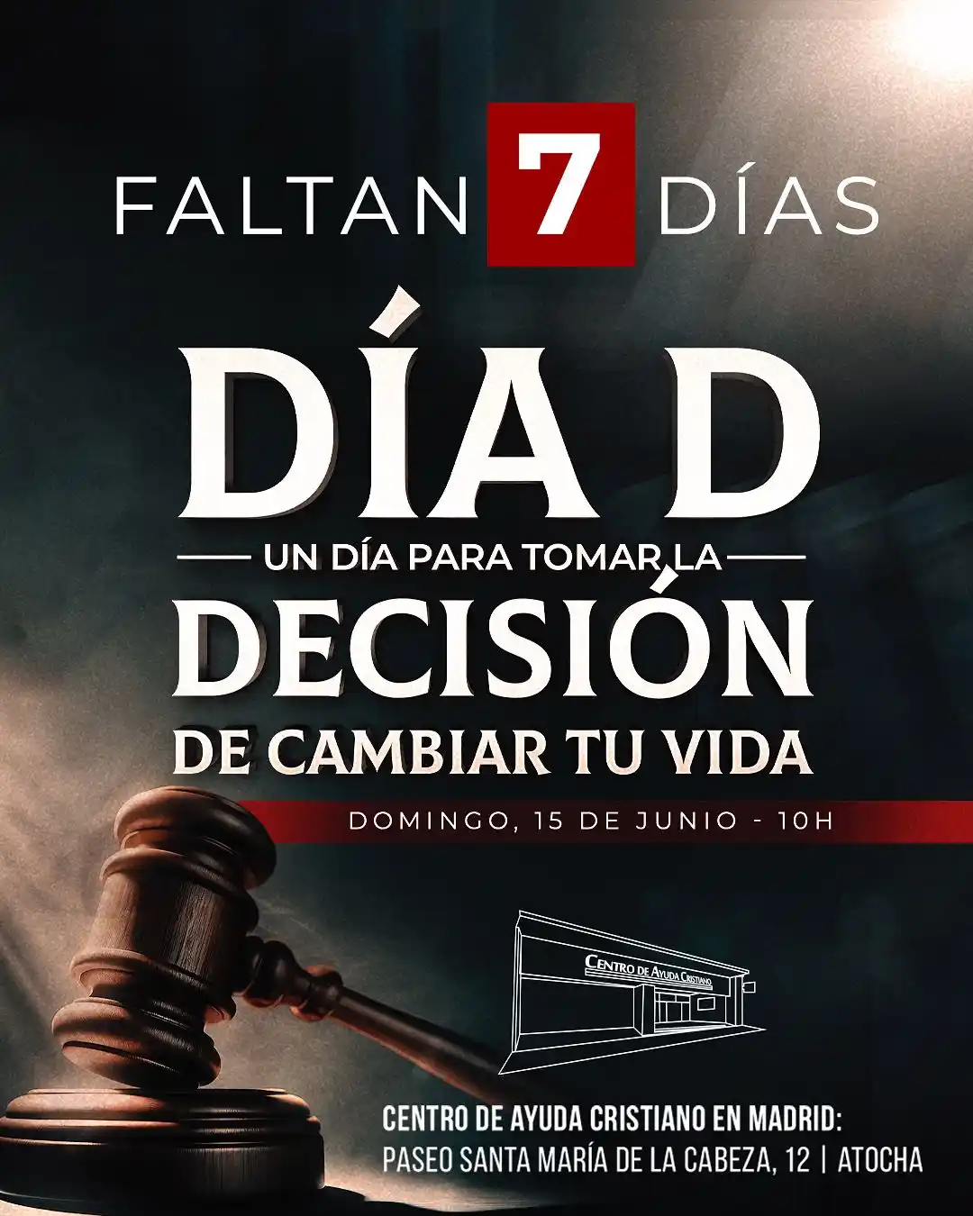 Image from Centro de Ayuda Cristiano: ⏳ ¡Faltan solo 7 días! Este domingo 15 de junio a las 10h tienes una ...