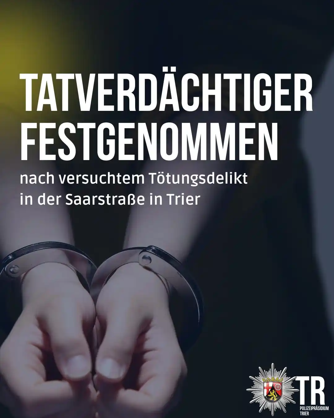 Image from Polizeipräsidium Trier: 🟢Festnahme nach versuchtem Tötungsdelikt 🔗 Seit vergangenen Sonntag...