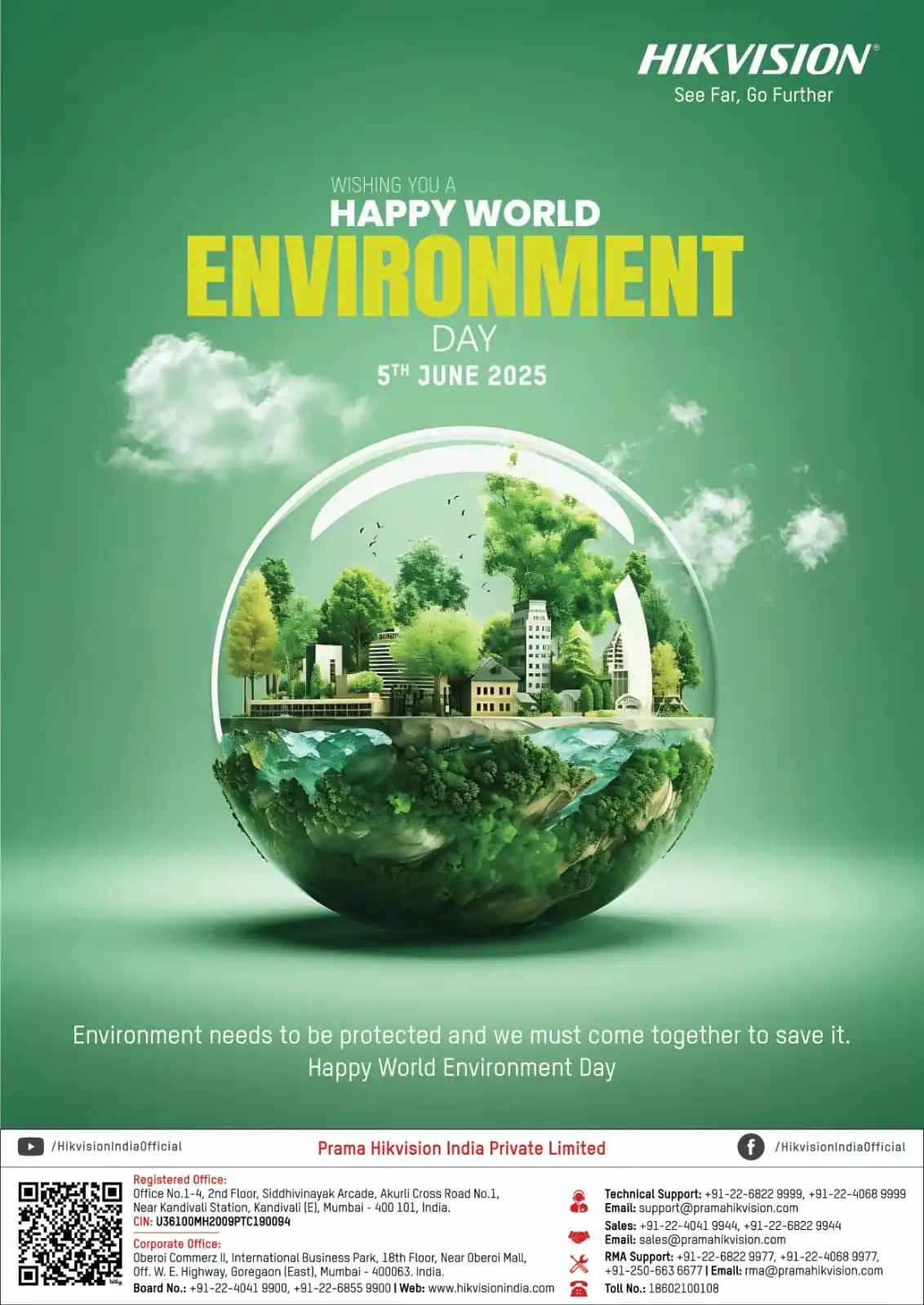 Image from HIKVISION INDIA: *🌍 Happy World Environment Day! 🌿* *HIKVISION* believes that protec...