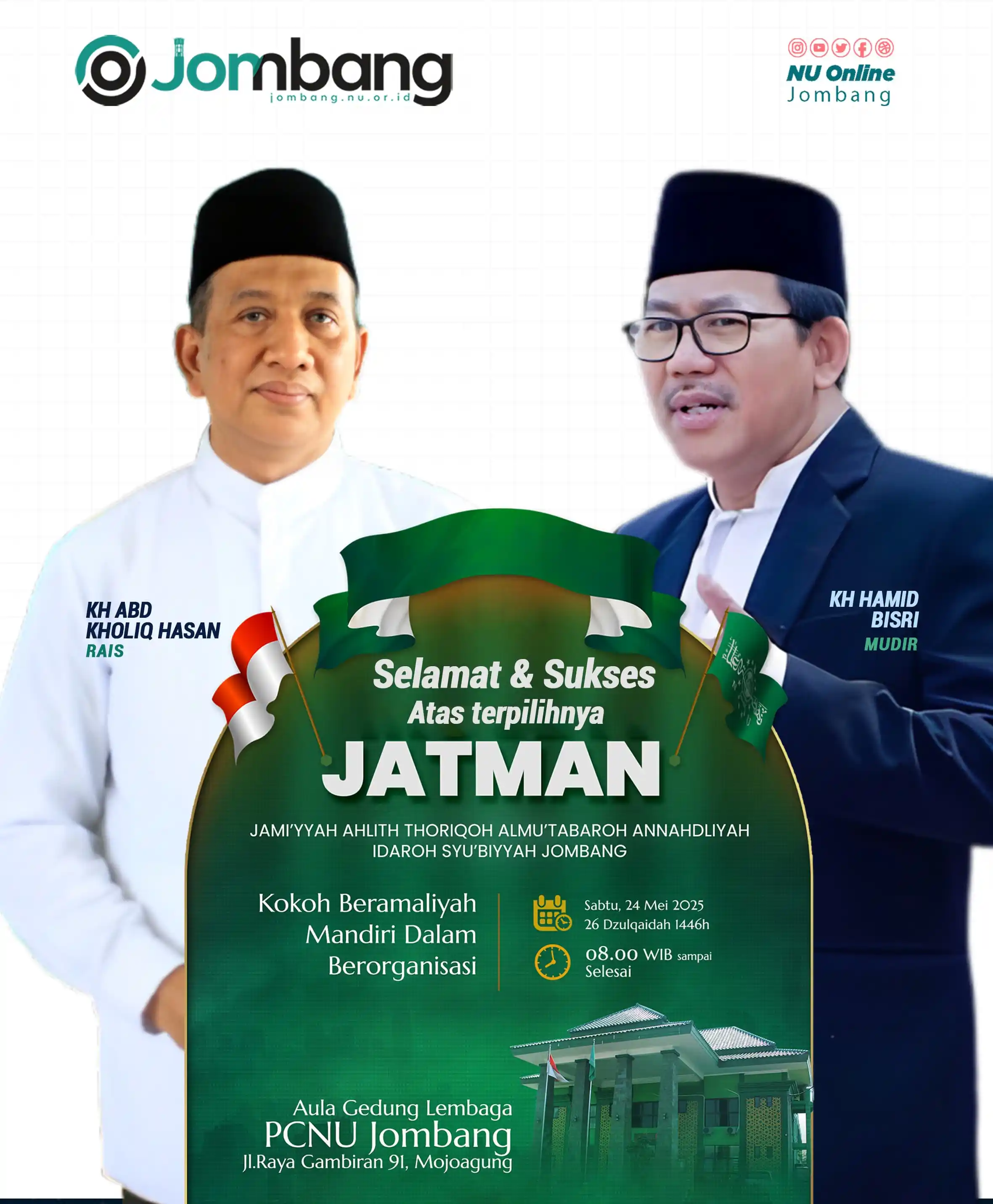 Image from NU Online Jombang: *KH Abdul Kholiq Hasan dan KH Hamid Bisri Pimpin JATMAN Jombang* _KH...