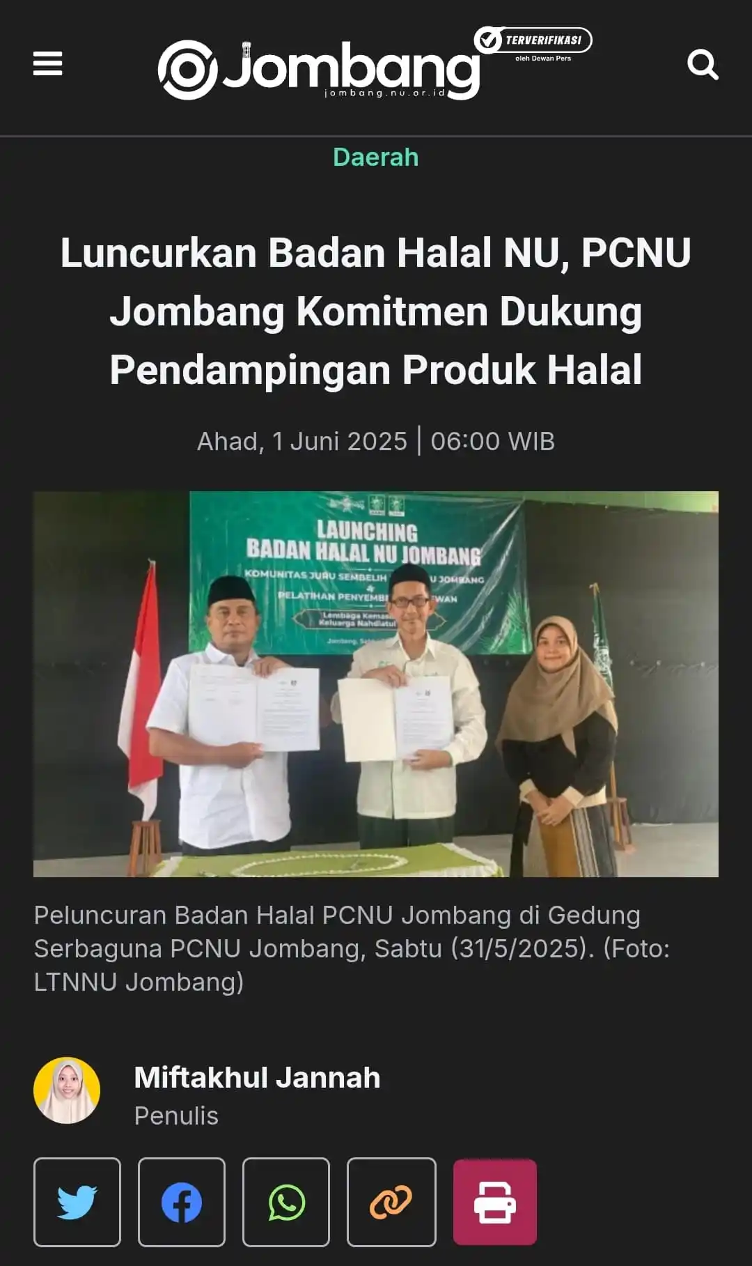 Image from NU Online Jombang: *Luncurkan Badan Halal NU, PCNU Jombang Komitmen Dukung Pendampingan P...