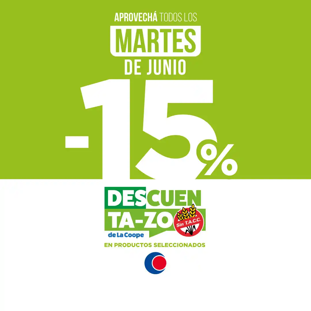 Image from Cooperativa Obrera 🇦🇷: ☘️ Martes de Junio sin TACC ¿Dónde? 🤔 ¡En La Coope!!! 🛒😱 Vení a tu ...