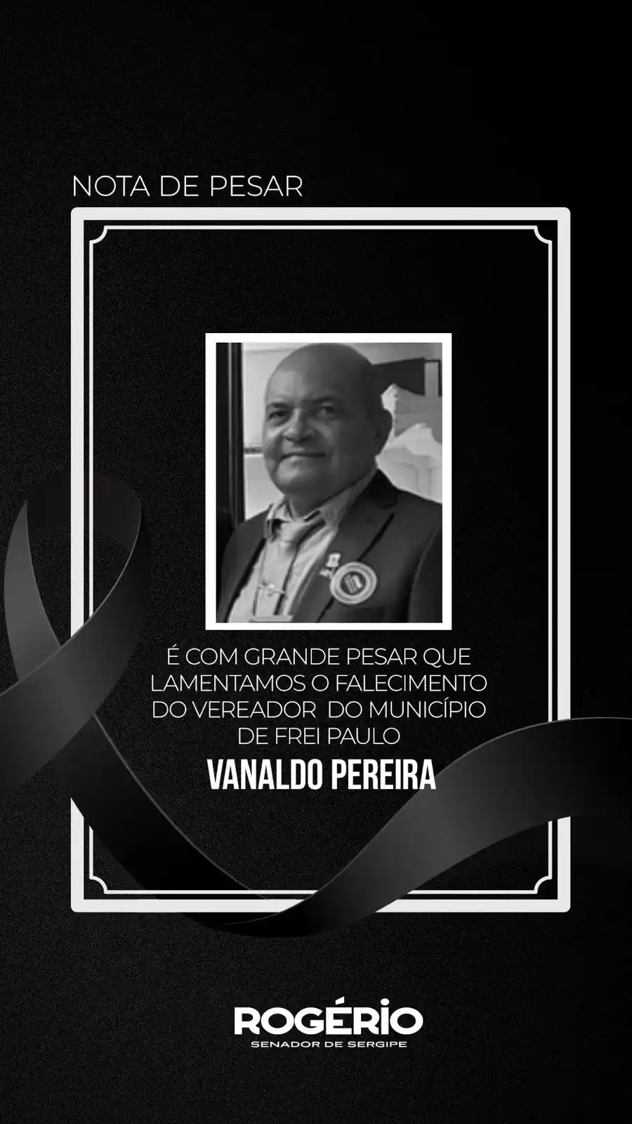 Image from Central Time Rogério: 🖤 *NOTA DE PESAR* Com imensa tristeza, recebi a notícia do falecimen...
