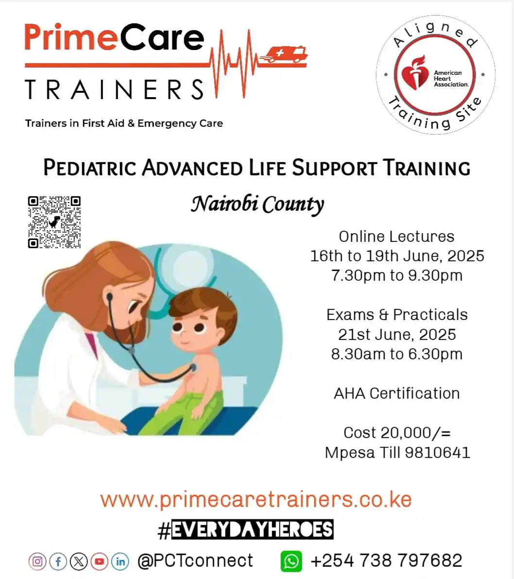 Image from Prime Care Trainers: *PALS June Class* To Enroll: https://primecaretrainers.co.ke/pediatri...