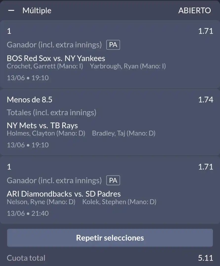 Image from JR APUESTAS DEPORTIVAS: *PARLEY GRATIS MLB* ⚾ Boston Gana ⚾ Baja (8) Mets - Tampa Bay ⚾ Ariz...