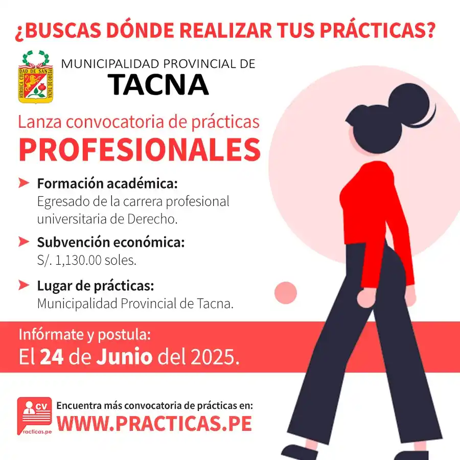 Image from Convocatorias Derecho: Empleos - Prácticas - Capacitaciones: 🎯 Prácticas en MUNICIPALIDAD DE TACNA - Tacna Más información 👉 ht...